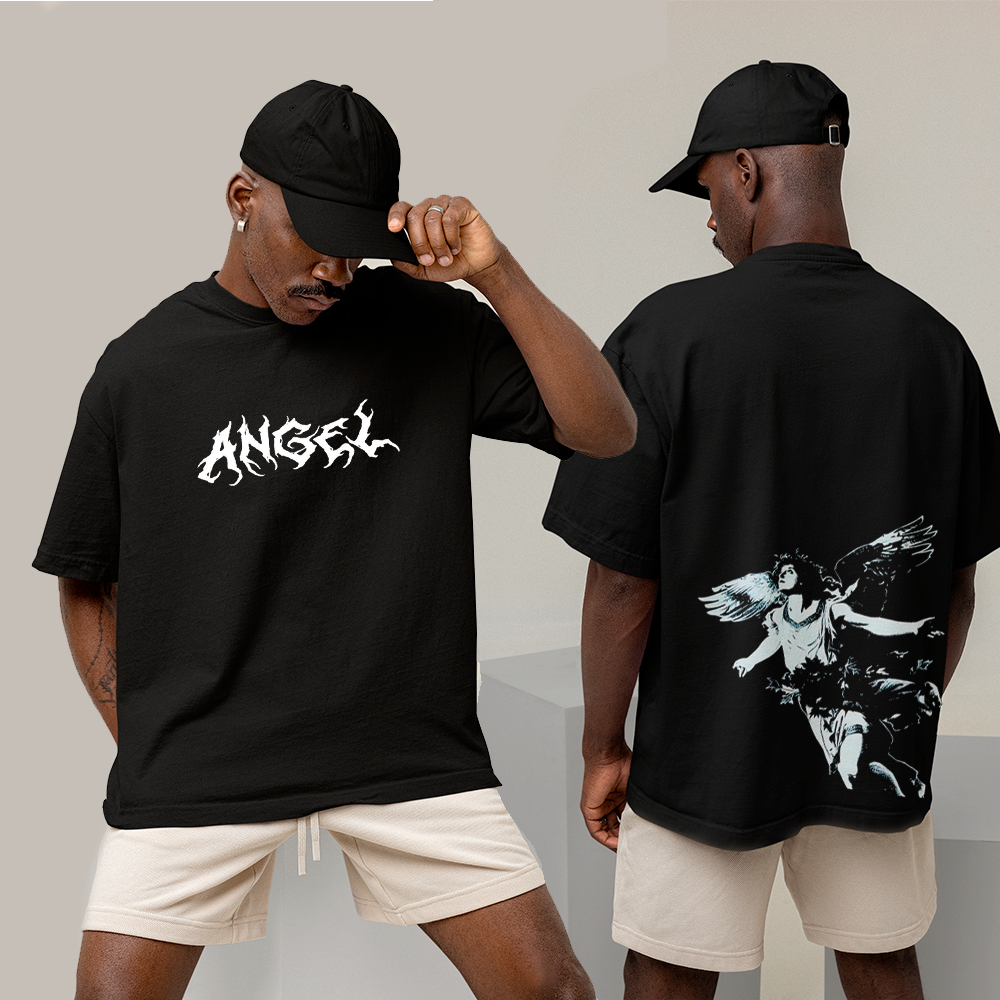 Camiseta OVERSIZED ou Básica Streetwear Coleção Exclusiva Angel DARKENEES Gótico Cyber Punk Y2k Unissex
