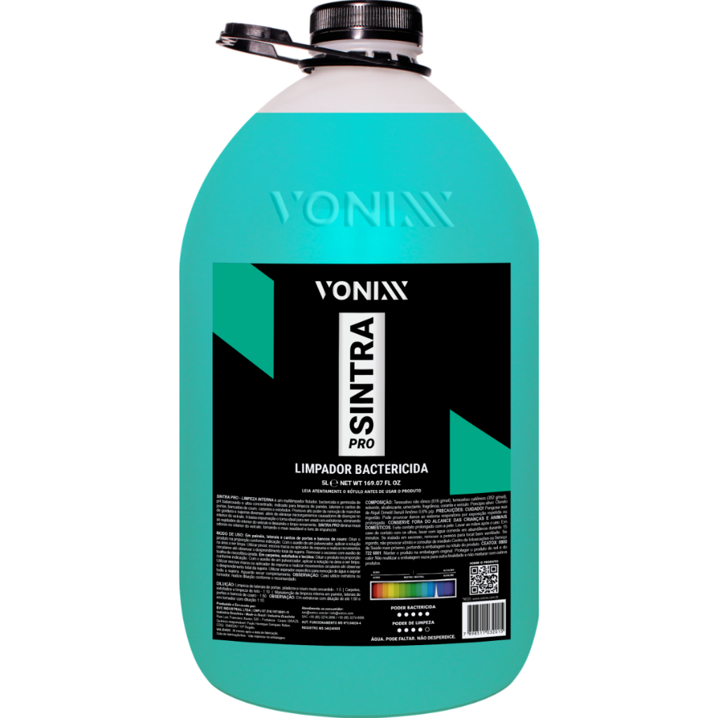 Sintra Pro Vonixx Limpeza Interna Veiculos Bactericida 5L