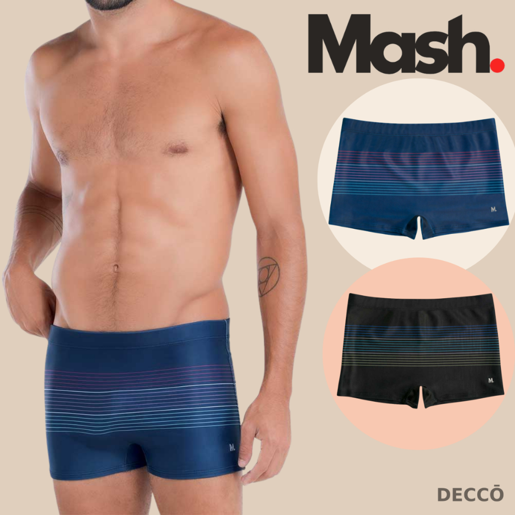 Sunga Boxer Mash Plus Size Masculina Listrada Colorida Com Forro E Cintura Elast