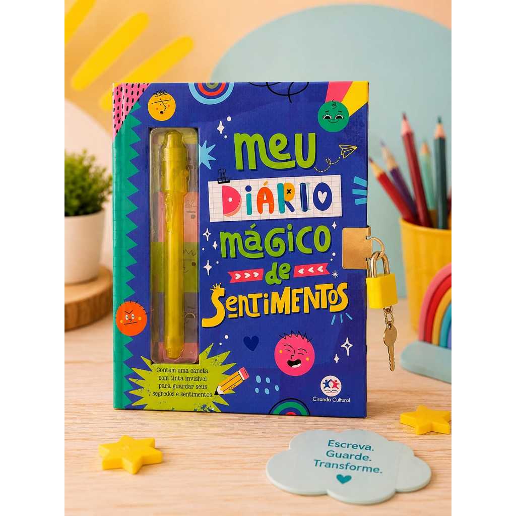 Livro Infantil Meu Diário Mágico de Sentimentos| Com cadeado e tinta invisível segredos em segurança — imagem 2 de 2