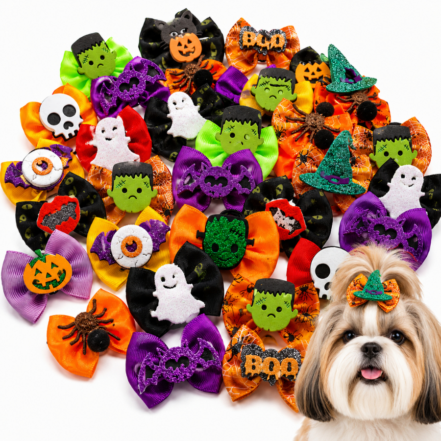 Laço Pet Topete Halloween Lacinhos Pet Cores Sortidas para Pet Shop e Banho e Tosa