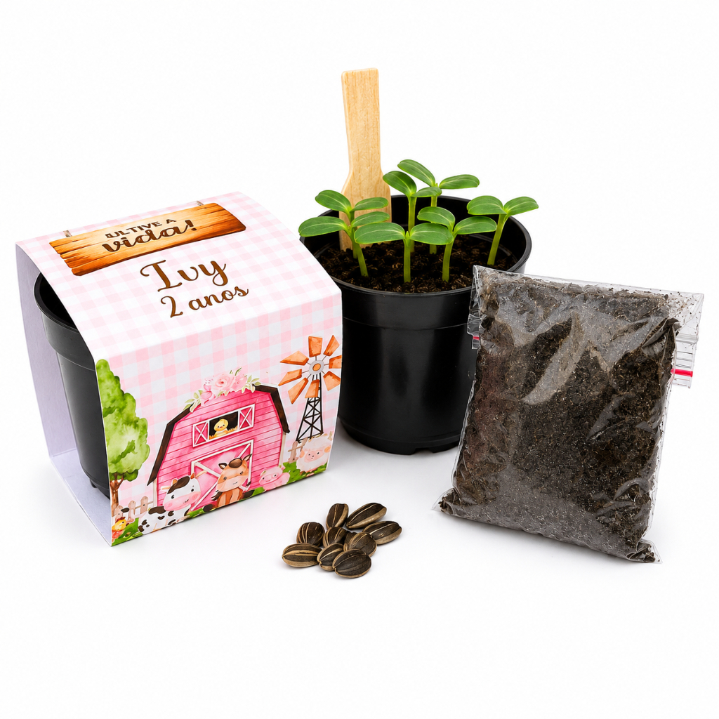 Lembrancinha Para Plantar Personalizada Kit Plantio Fazendinha Rosa Lembrancinha Ecológica Aniversário