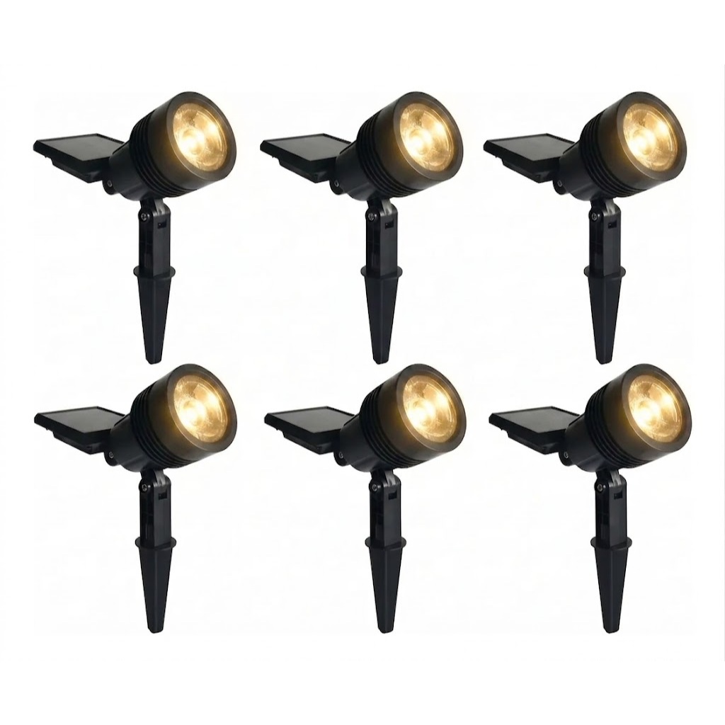 Kit Com 6 Luminárias Solar Espeto De Jardim BRANCO QUENTE Decoração LED