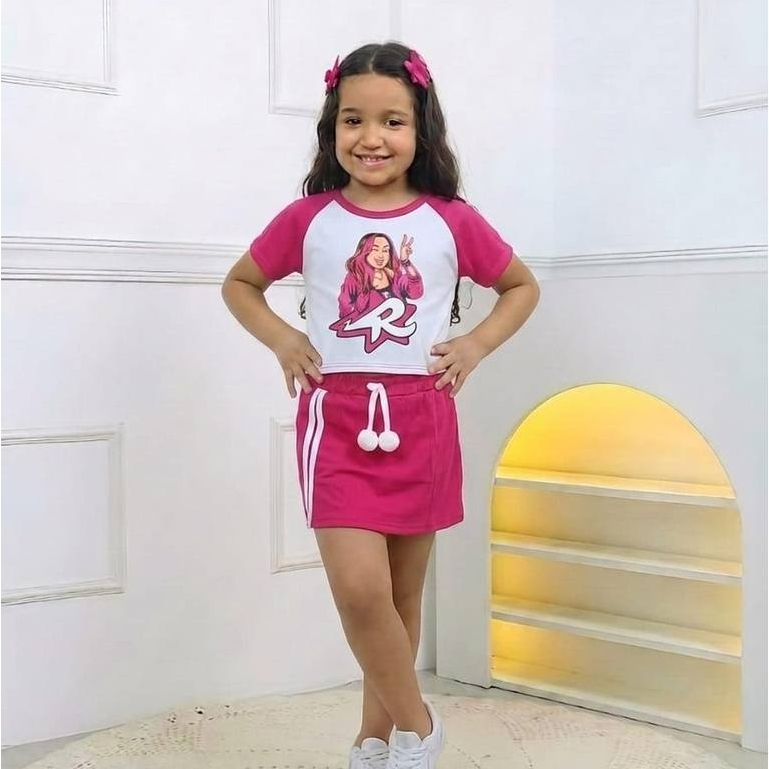 Conjunto Infantil juvenil Menina Roupa Emilly Vick Camiseta e Short Roupa Infantil Menina