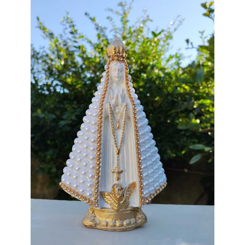 Imagem Nossa Senhora Aparecida Perola nº 08 - 15cm para decoração,Presente,batizado,casamento lembrança.