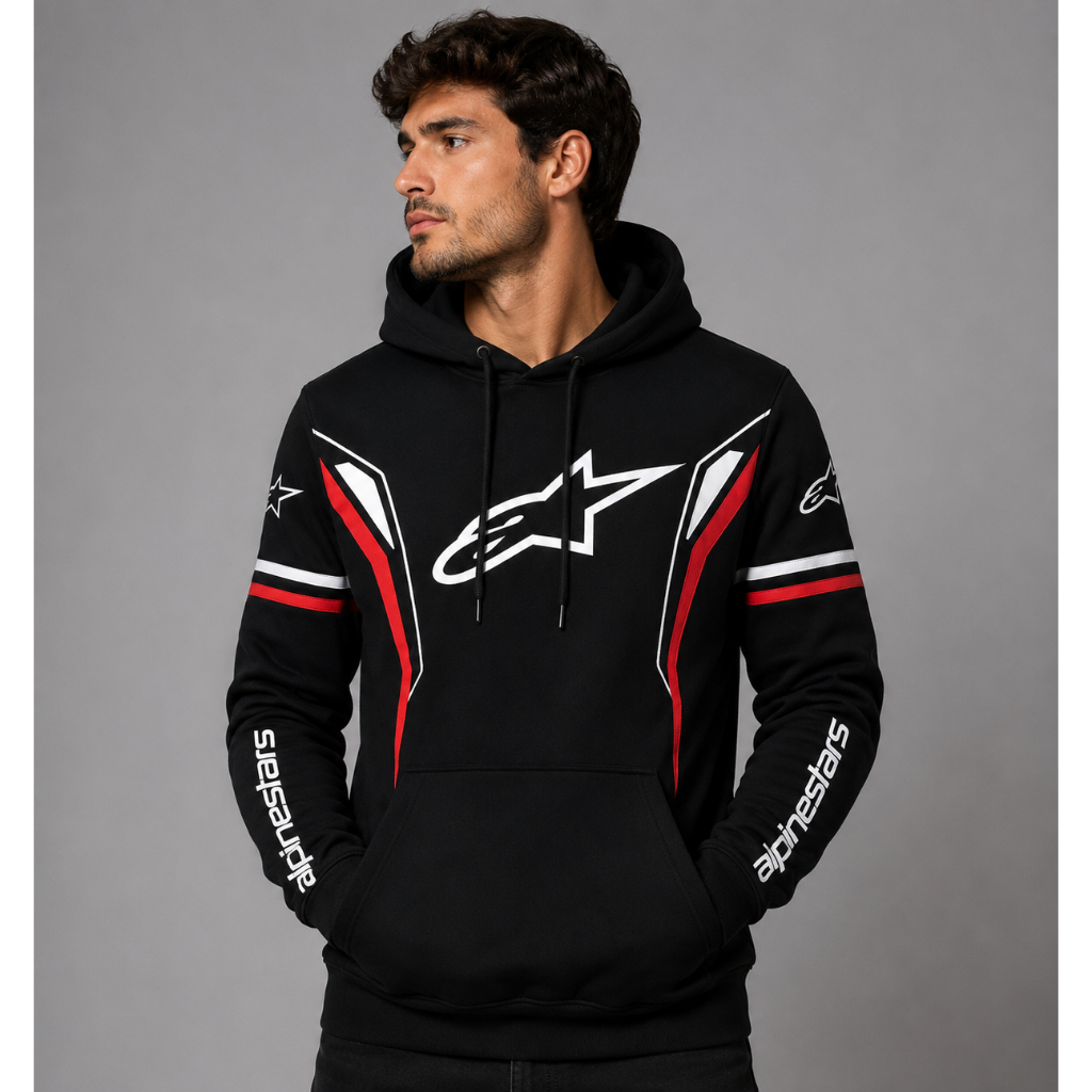 Moletom Canguru Motoqueiro Alpi Bolso Capuz Estilo Frio Inverno Lançamento