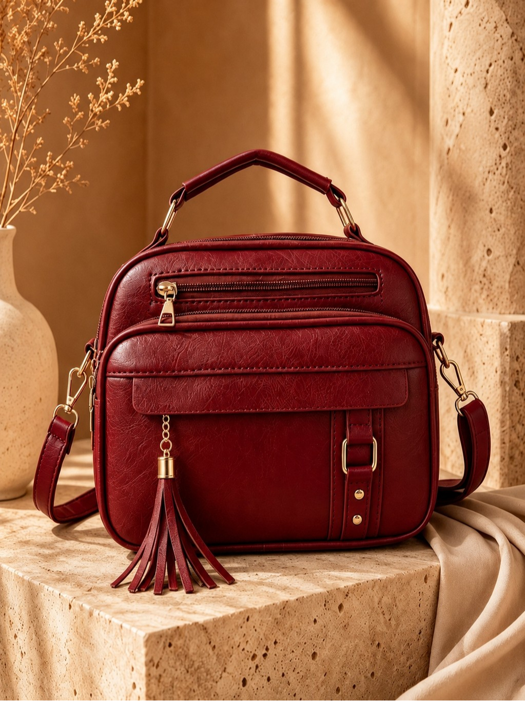 JAMI JAMI Bolsa Feminina com Alça Lateral Transversal Faixa de Mão de Couro S2420