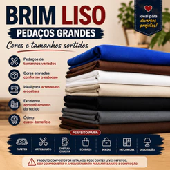 Kit 3kg Brim Liso Cores Sortidas | Pedaços Grandes Para Artesanato Tapetes Bolsas e Costura Criativa