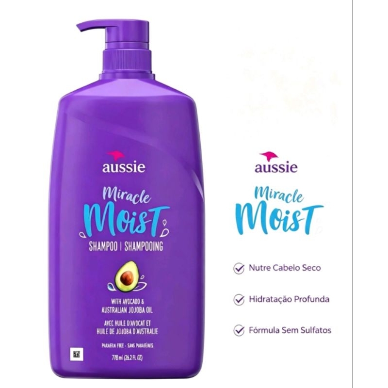 Shampoo Aussie Miracle Moist ,778 ml. Hidratação profunda. Apenas o Shampoo!