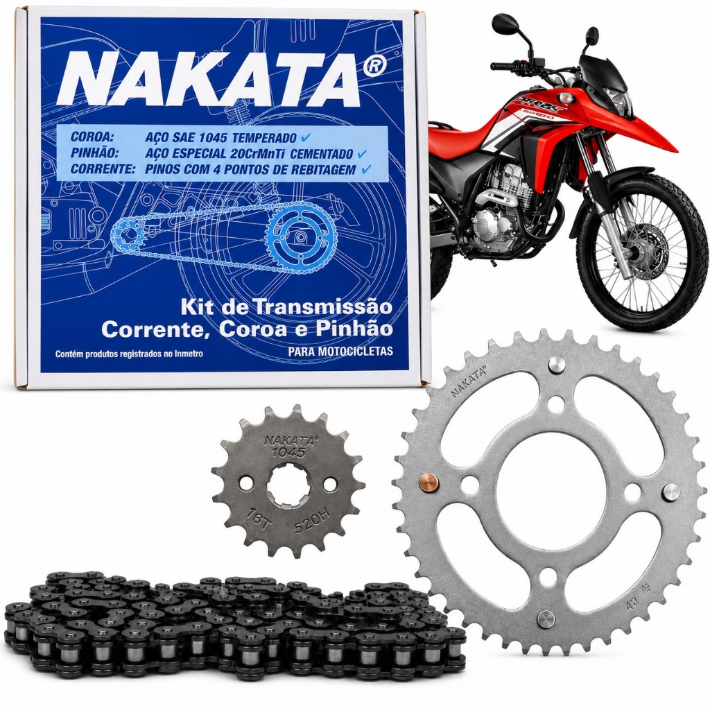 Kit Relação Transmissão Honda Nxr Bros 160 Xre 190 2015 à 2023 Com Retentor Orig