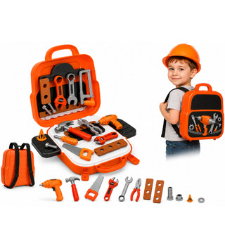 Kit Maleta de Ferramentas Infantil 22 Peças Brinquedo 3 em 1 Oficina Brinquedo Educativo Montar