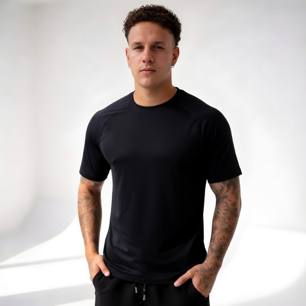 Camiseta Masculina Fitness Manga Curta Dry Fit para Academia, Caminhada e Corrida