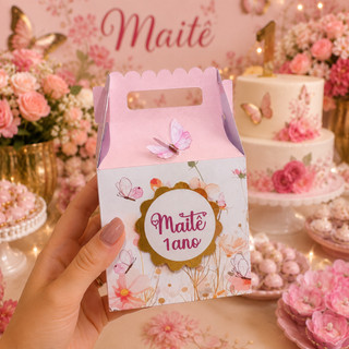 Caixinha maleta Jardim Encantado  Personalizada - jardim das borboletas jardim das margaridas