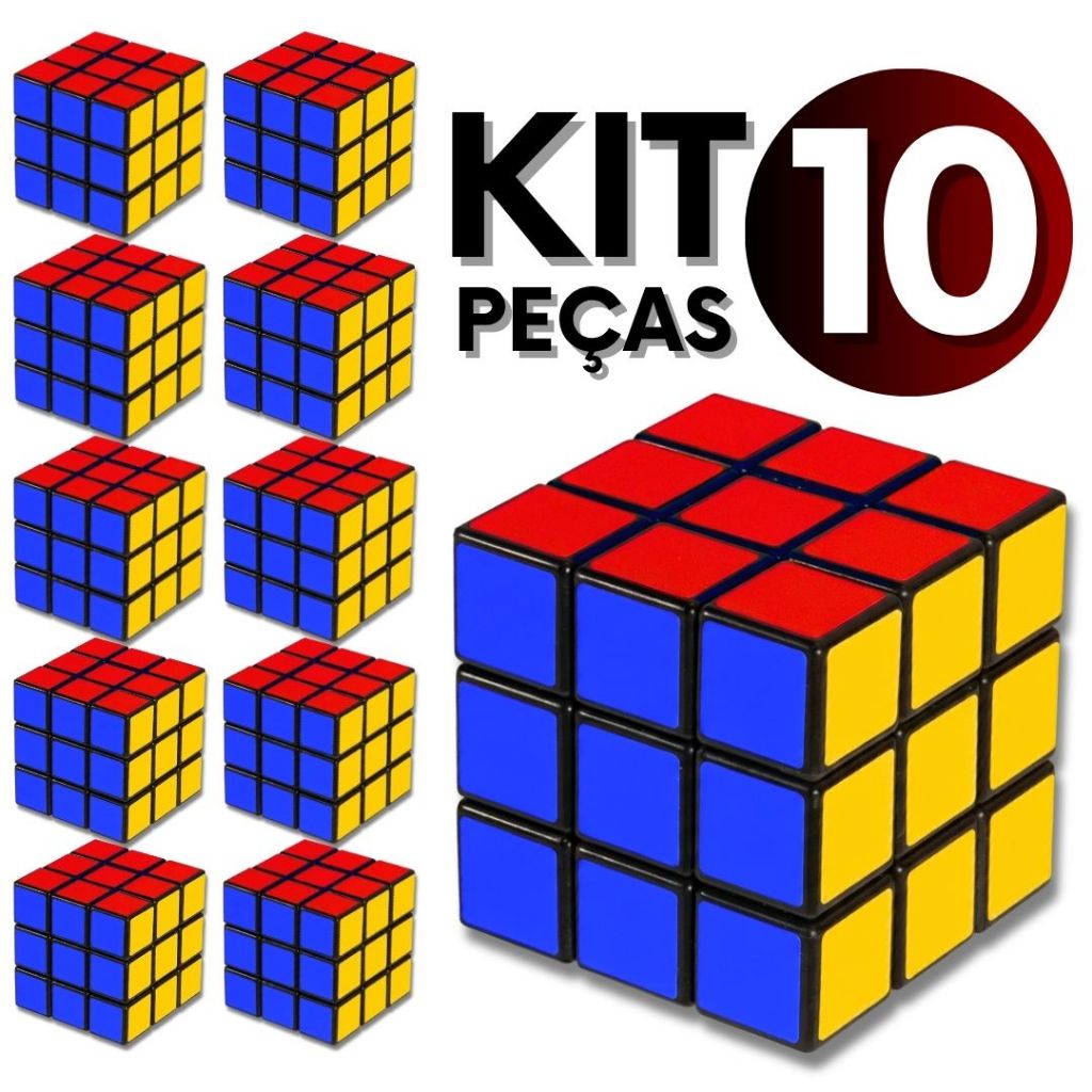 Kit 10 Cubo Mágico Clássico 5x5 cm Brinquedo Educativo para Crianças e Adultos