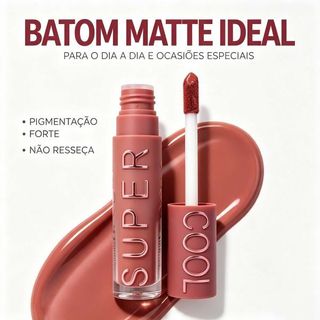 Amor Anjo 6 Cores Batom Mate Aveludado - Alta Pigmentação, À Prova D'água e Não Mancha