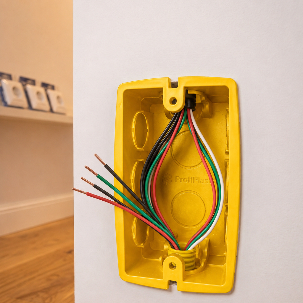 30 Caixa Elétrica 4x2 Amarela Reforçada de Embutir Para Tomada Interruptor Parede Construção