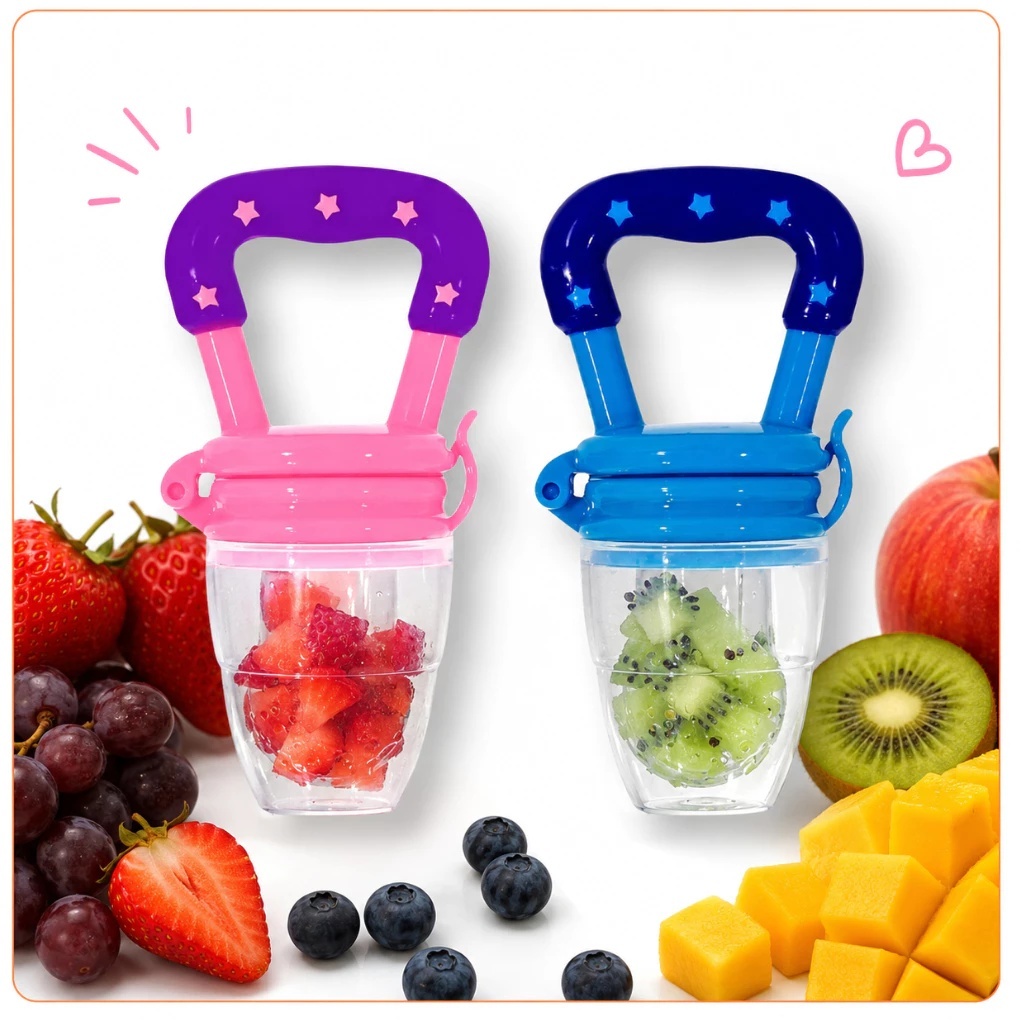 Chupeta Alimentadora Bebe Para Frutas Com Tampa Higiênica Prática Com Bico De Mamadeira Macio