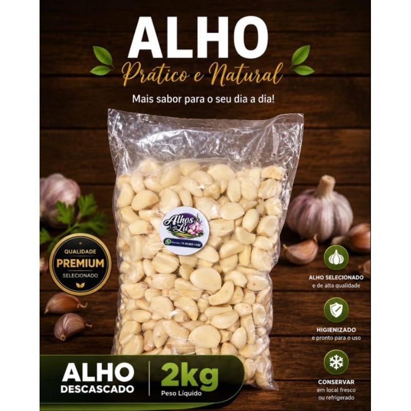 Alho 2kg alhos descascados higienizados