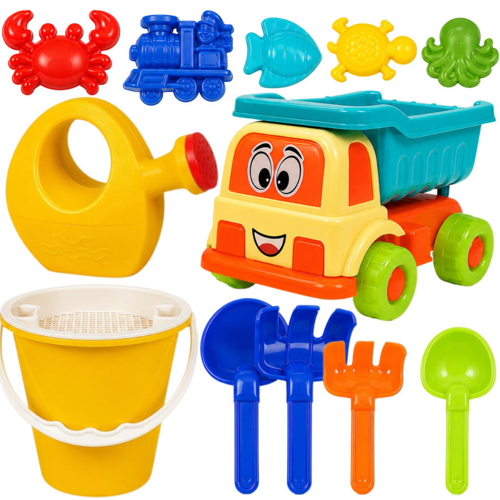 Kit Brinquedo de Praia Infantil Baldinho Areia Regador Pazinha Verão Castelinho