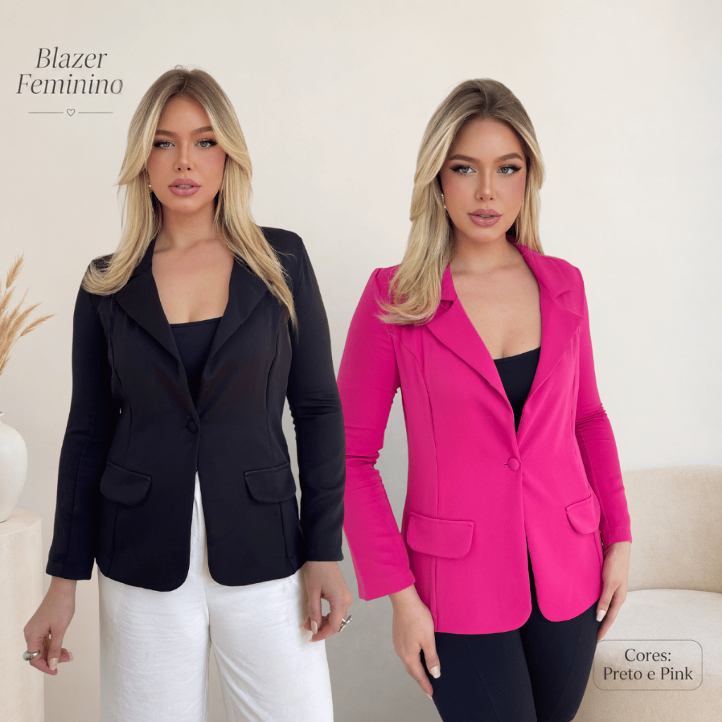 Blazer Feminino Alfaiataria Social Elegante Acinturado Casual Executivo Trabalho Escritório Reunião Sofisticado Clássico