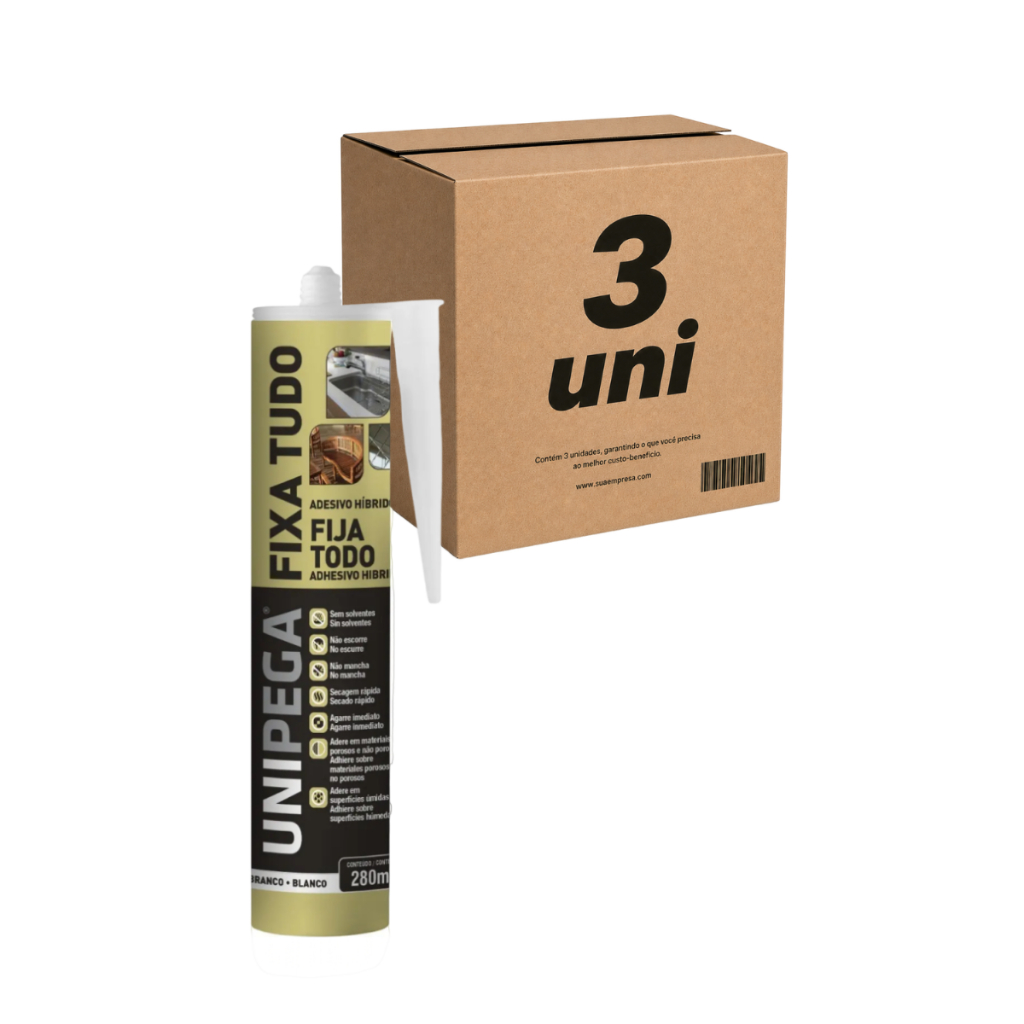 Kit 3 Cola Fixa Tudo Silicone Branco 280ml