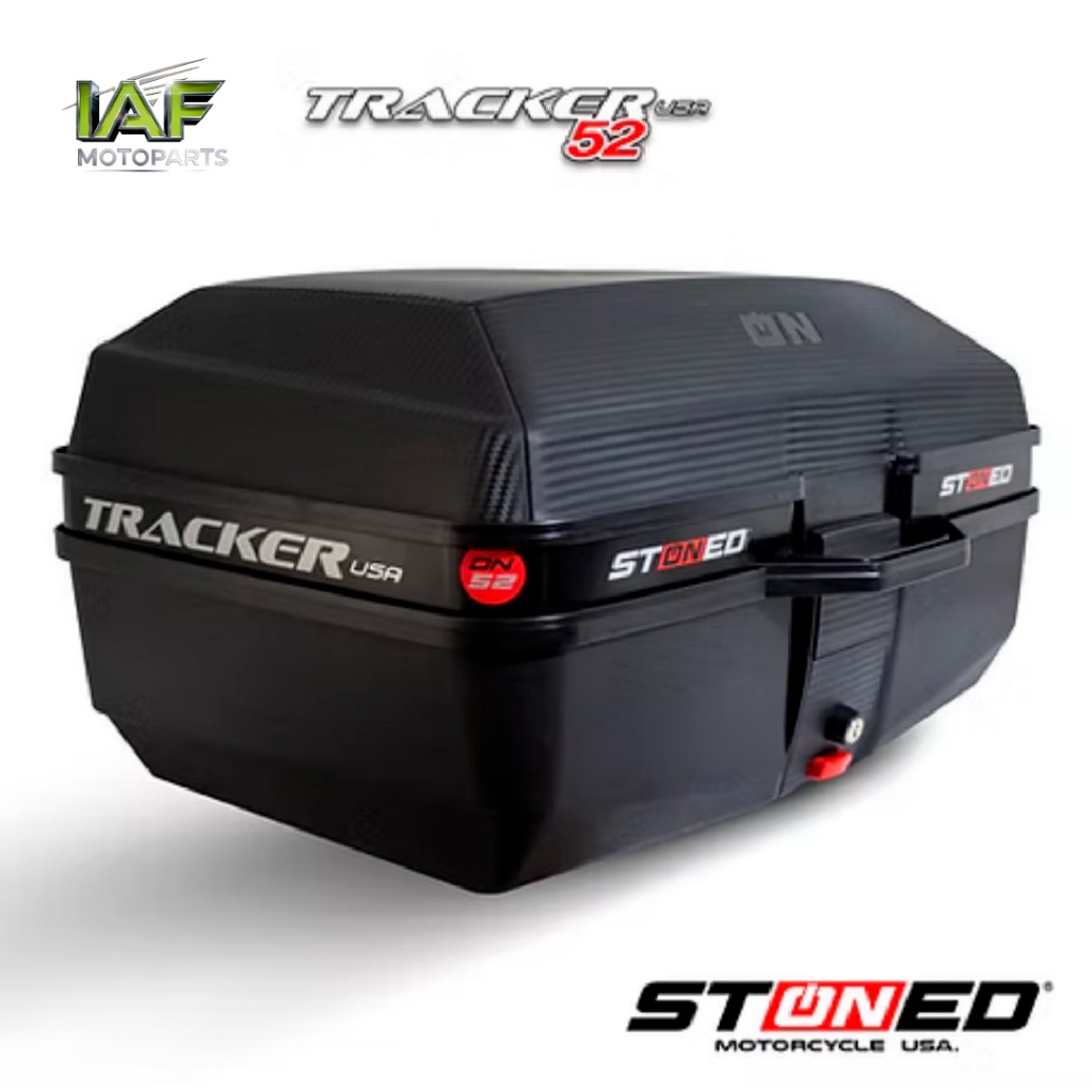 BAULETO BAÚ MOTO 52 OU 35 LITROS STONED TRACKER + BASE FIXAÇÃO UNIVERSAL TITAN FAN BROS