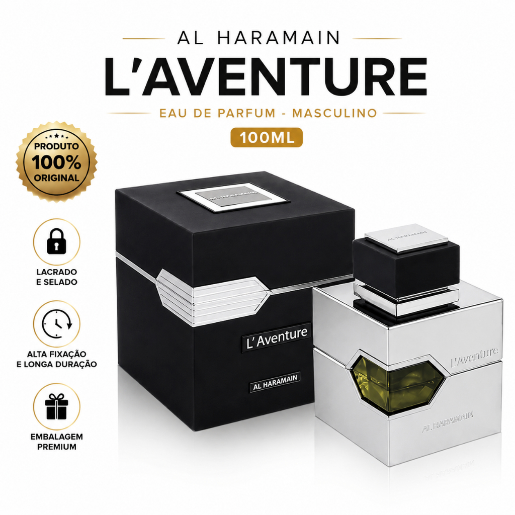 Perfume Al Haramain L'aventure Edp Árabe Luxo Original Lacrado Selado Pronta Entrega 100ml e 200ml
