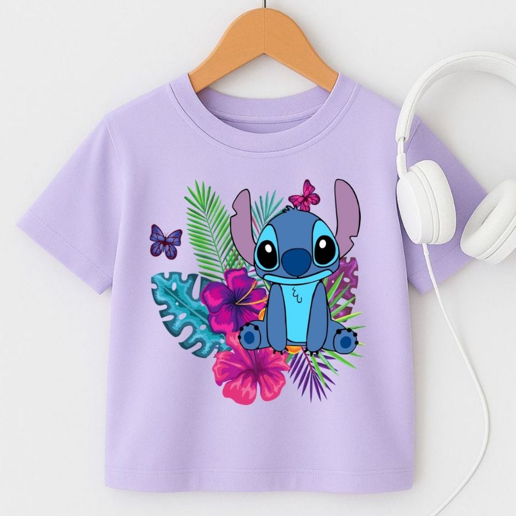 Blusa Menina Oversized Estampa Personalizada Stitch 100% Algodão 4 ao 16  Feminina Infantil Juvenil Verão Confortável