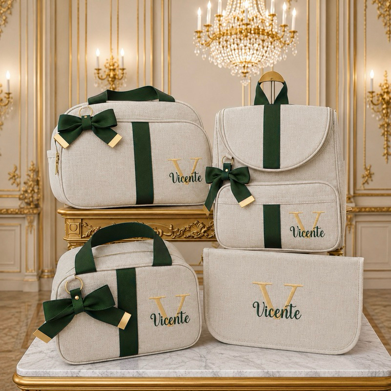 Kit Bolsas Maternidade para menino 4 Peças Luxo, Completo Personalizado térmico e impermeável