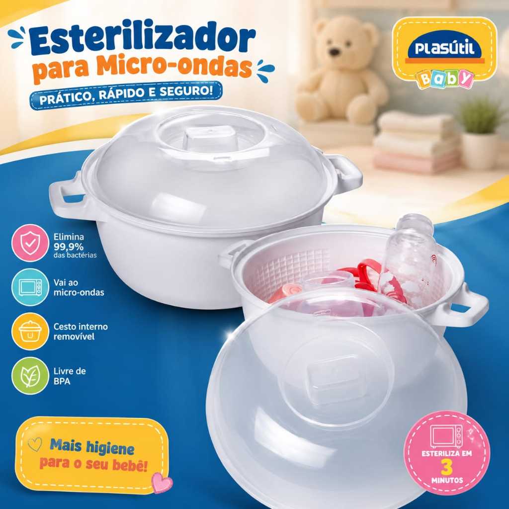 Esterilizador Para Chupetas Portatil Redondo 3 Pecas Mamadeira Pratico Moderno Esterilizador Mamadeiras