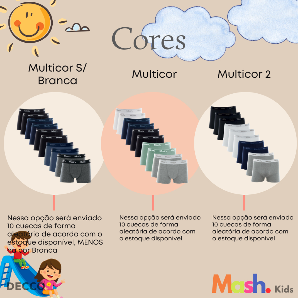 Kit Com 10 Cuecas Mash Infantil Juvenil Boxer Box Em Algodao Cotton Masculina Kids Original · foto 2