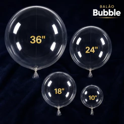 Balão Bubble Transparente Premium 10/18/24/36 Polegadas | Kits 10, 20 ou 50 Unidades
