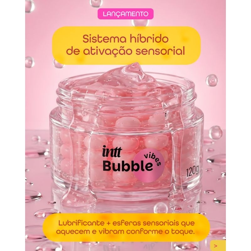Gel Deslizante Intt Bubble Vibes 3 em 1 120g - Desliza, Vibra e Aquece com Aroma de Chiclete