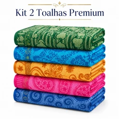 Kit 2 Toalhas de Banho Premium Estampadas 70x140 Toque Macio Alta Absorção Cores Sortidas Banheiro Hotel