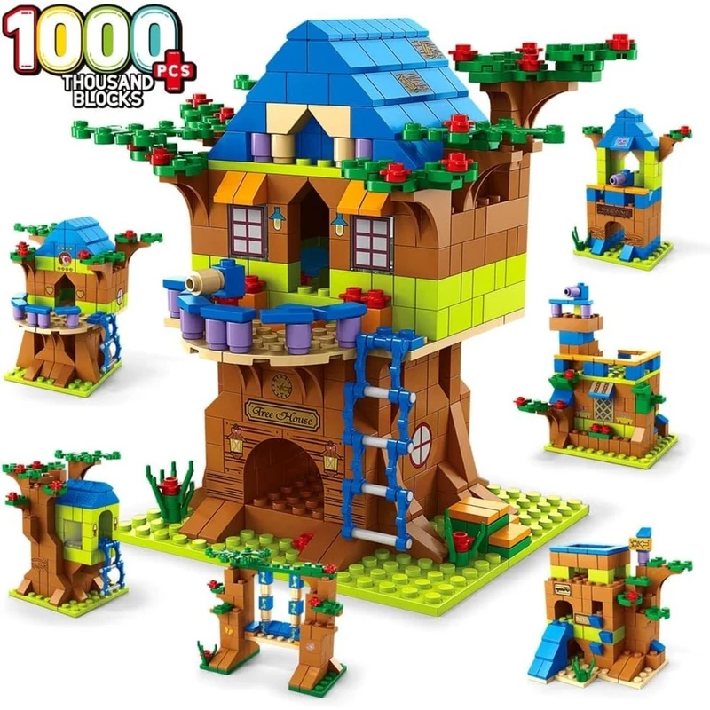 Blocos de Montar Castela Casa na Árvore 1000 Peças 6 em 1 Brinquedo — foto 4
