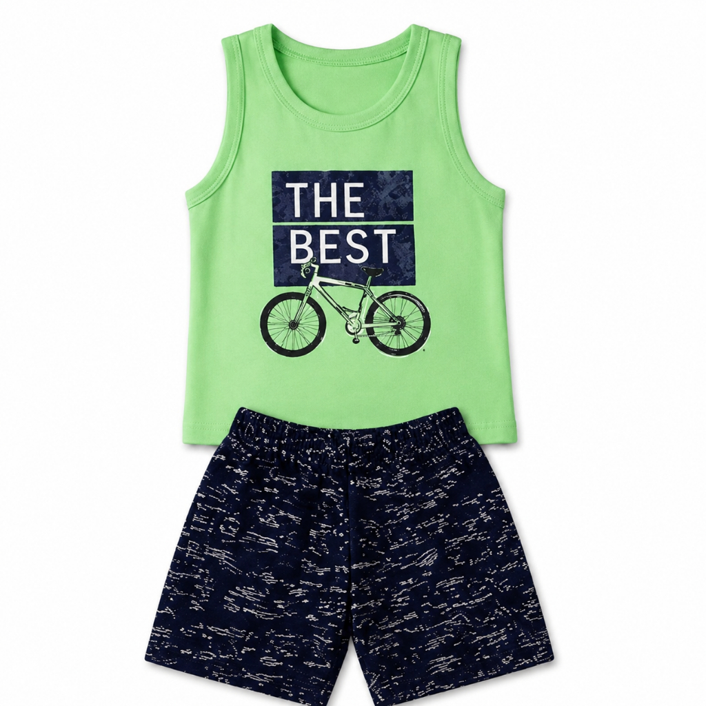 Conjunto Infantil Menino The Best Regata Estampada e Bermuda Verão 2 ao 12