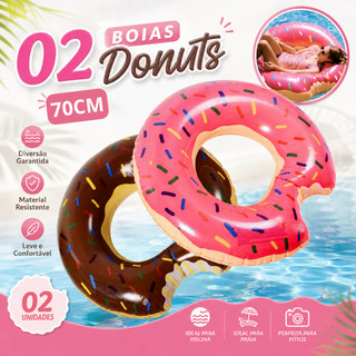 KIT 1 2 3 Boia Inflavel 70cm Donut Circular Rosquinha Piscina Praia Festa Decoração Infantil Adulto Flutuador Diversao