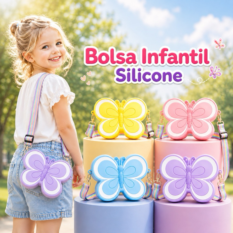 Bolsa De Silicone Infantil Criança Borboleta