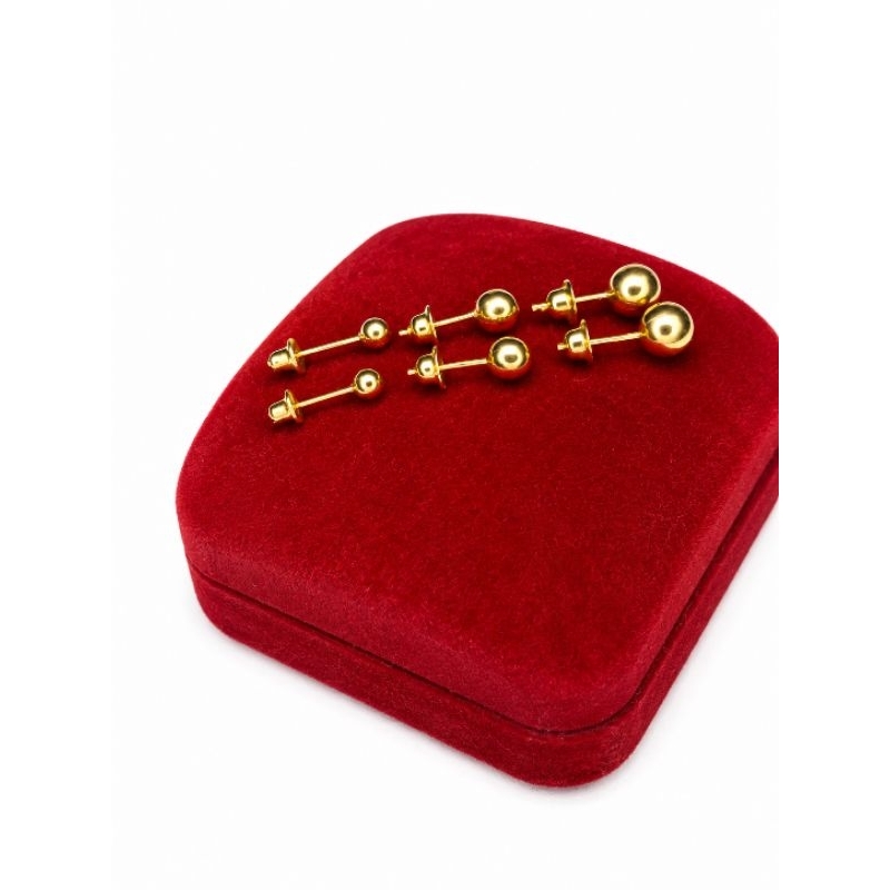Brinco Bolinha Lisa Feminino Infantil/Adulto 3mm 4mm 5mm Ouro 18K