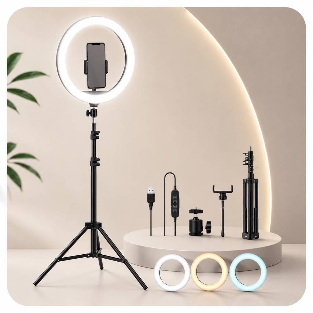 Ring Light Iluminador  Polegadas 10com Tripé Profissional Led Selfie para Celular Profission Premium