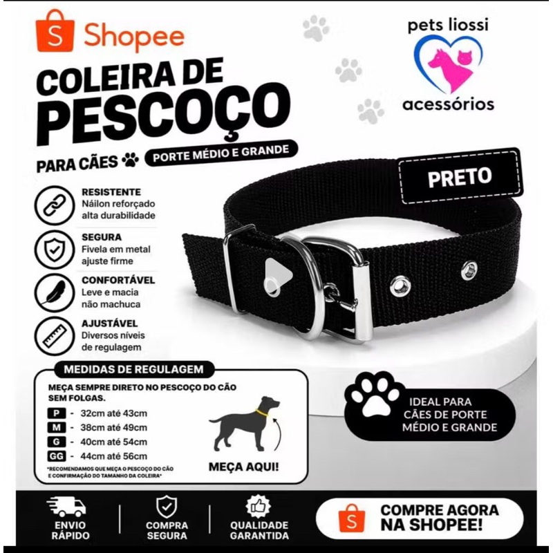 COLEIRA DE PESCOÇO DIRETO DE FABRICA CÃES CACHORRO PORTE MEDIO GRANDE DIRETO DE FABRICA