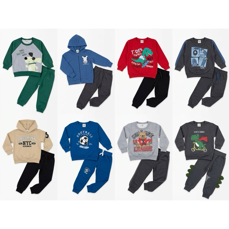 Conjunto Moletom Infantil Menino Tam. 1 ao 8 | Blusa + Calça | Modelos e Estampas Sortidas | Inverno