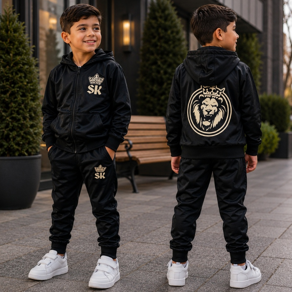 Conjunto de Frio e infantil juvenil Moletom Calça e Casaco Masculino Inverno 2 ao 14 Anos
