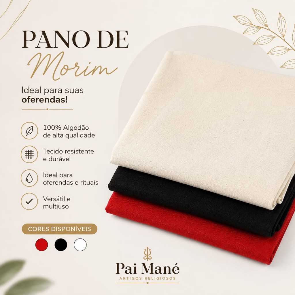 Pano de Morim - Preto/Branco/Vermelho - 1 metro