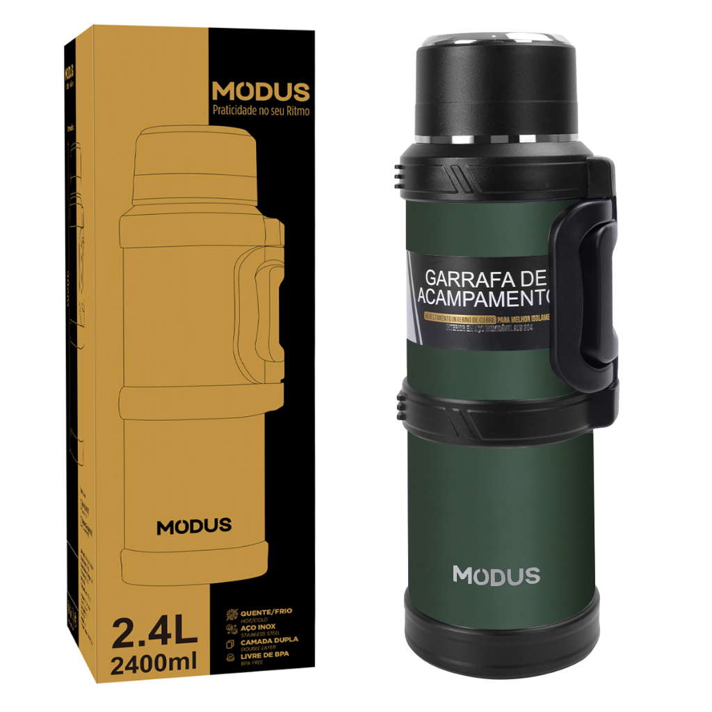 MODUS Garrafa Térmica 2.4L Grande capacidade Para Viagem Mantém Quente E Frio Ga