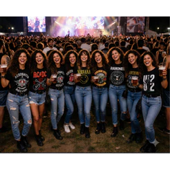 Camiseta Feminina Adulto E Infantil Banda De Rock Musica Estampa Rock Roll Nirvana Acdc Bon Jovi U2 Ramones