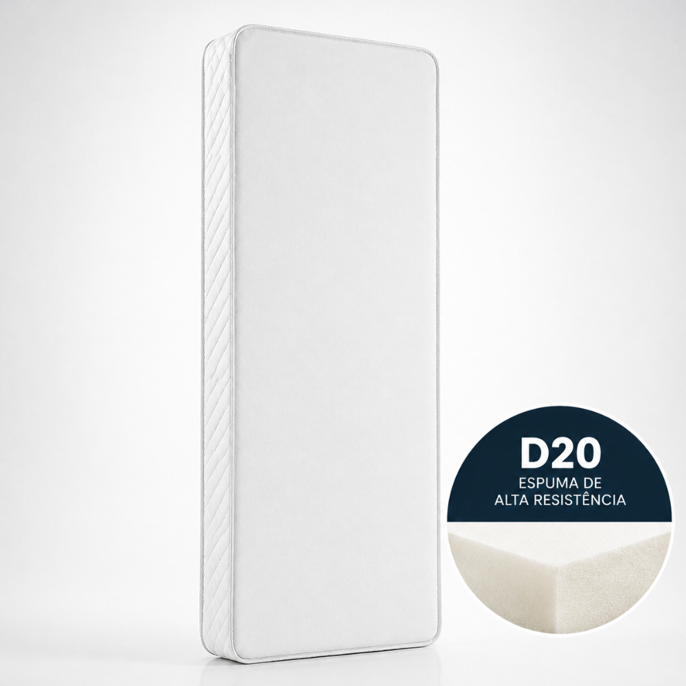 Colchão Solteiro Ortopédico D20 Branco Espuma 88x188x12 cm Antiácaro Antialérgico Suporta Até 120kg - AV