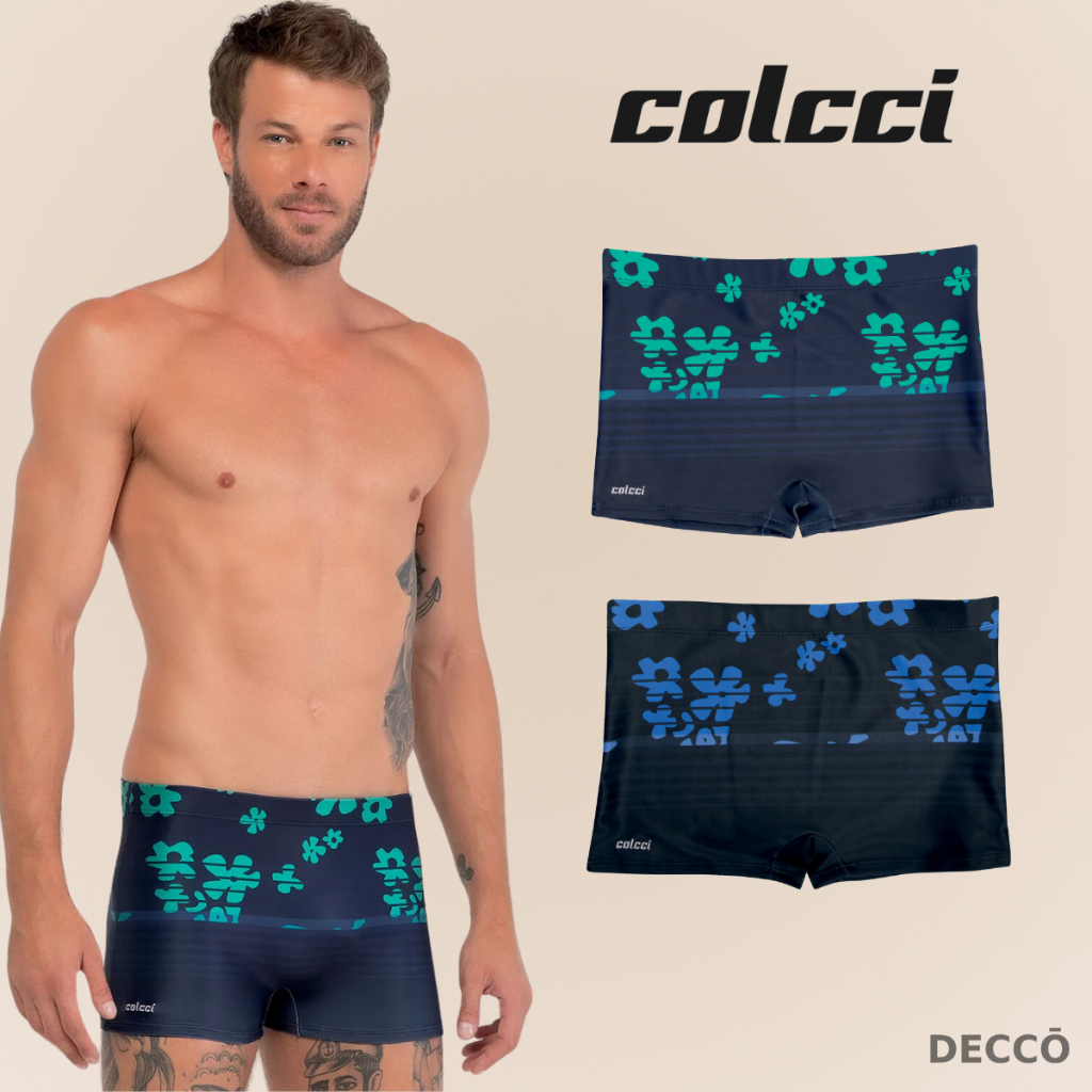 Sunga Boxer Colcci com Estampa Floral Forrada Cordao de Regulagem FPS 50 Moda Pr