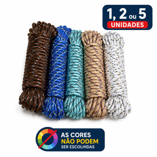 Corda Multiuso Poliéster 4mm x 10m Alta Resistência para Varal Camping e Amarração UN