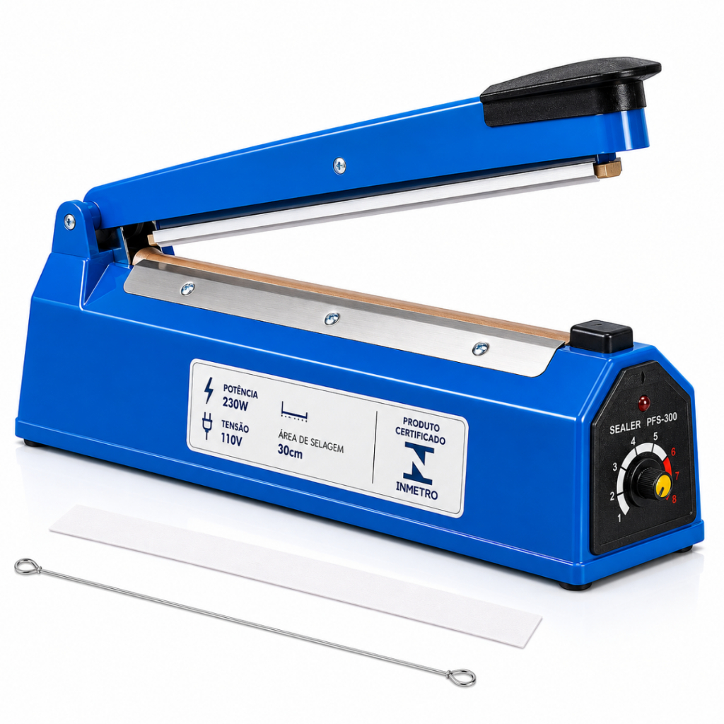 Seladora Térmica Manual 30cm Para Sacos Plásticos 110V 220V Ajuste de Temperatura Vedação Profissional
